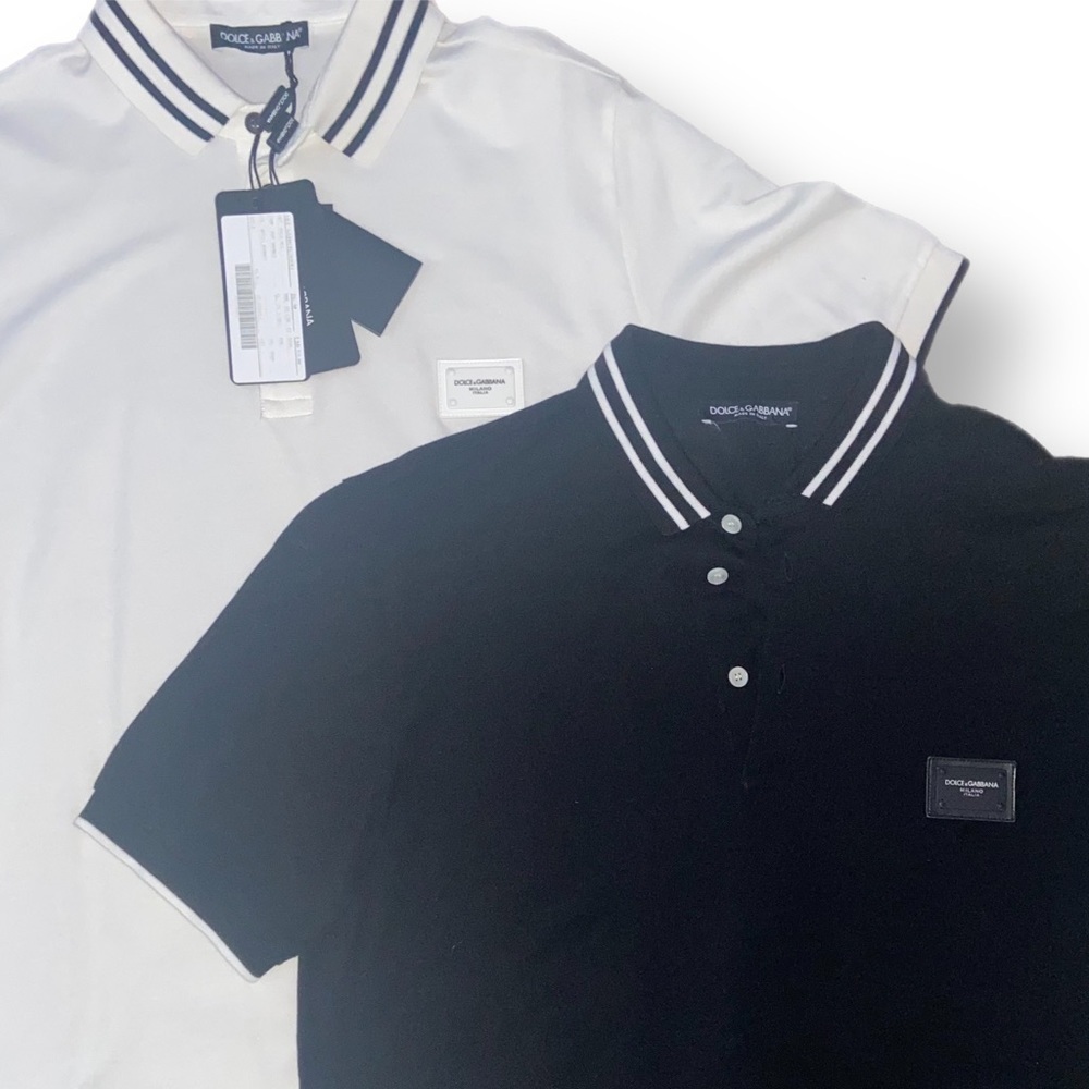 2 Dolce & Gabbana polo shirts | Sz 50 | white and black | Automatic Bundle Deal!